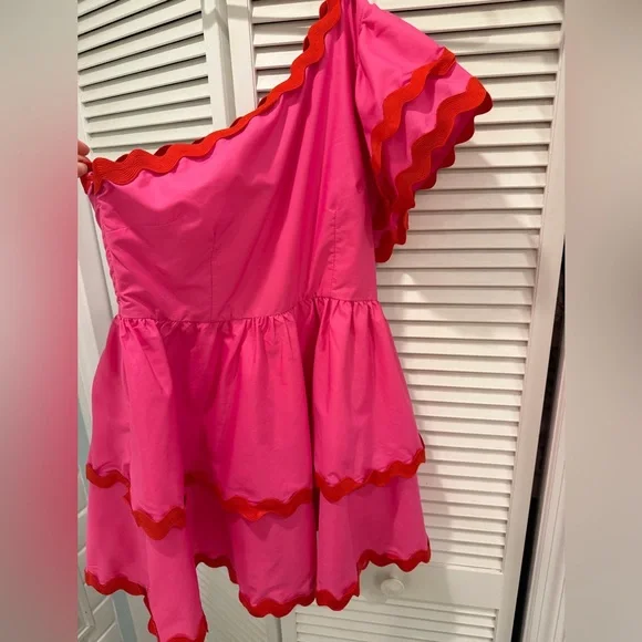 Entro Ric Rac One Shoulder Dress Large - Picture 2 of 7